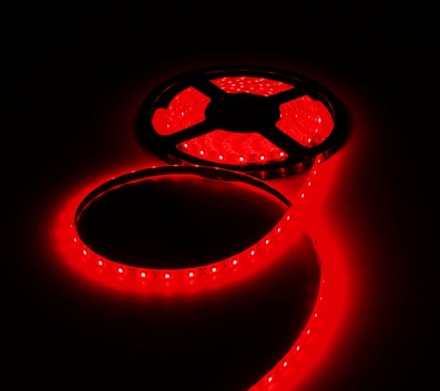 Лента светодиодная SMD3528, IP65, 60LED, красный, 4,8W/метр, 12V, влагозащищенная 10см